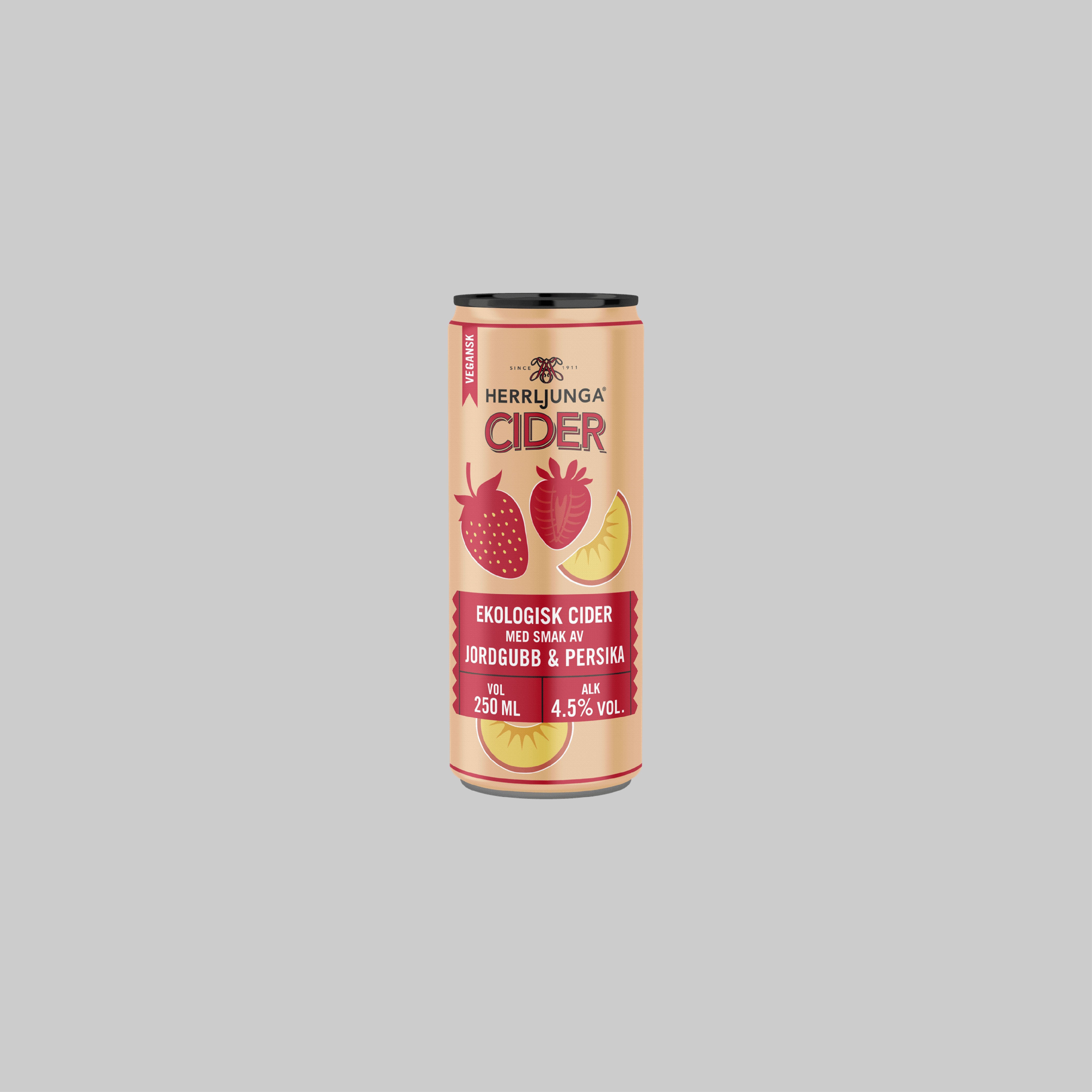 Herrljunga Ekologisk Cider Jordgubb & Persika Can 250ml 4.5% | Time2Drink